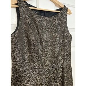 Black Label Evan-Picone Dress Gold Floral Brocade Sleeveless Party Cocktail M 10